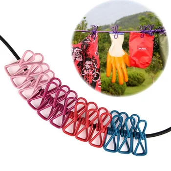 

Outdoor Home Clotheslines PVC Coating Elastic Rope Handkerchief Socks Underwear Clothes Line Laundry Organization With 12 Clips