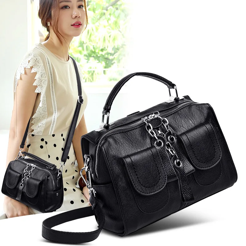 

Multifunctional women's small 2019 summer new European and American retro PU leather youth leisure satchel