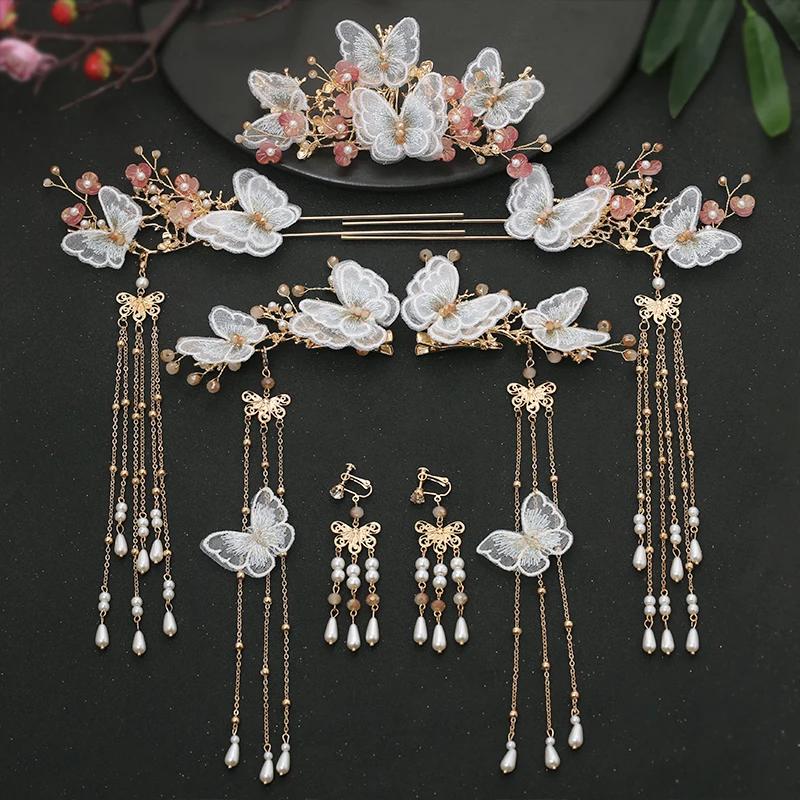 anime outfits Antique Hanfu headwear tassel hairpin accessories set Song costume hair accessories hair crown hairpin full set of accessories french maid outfit