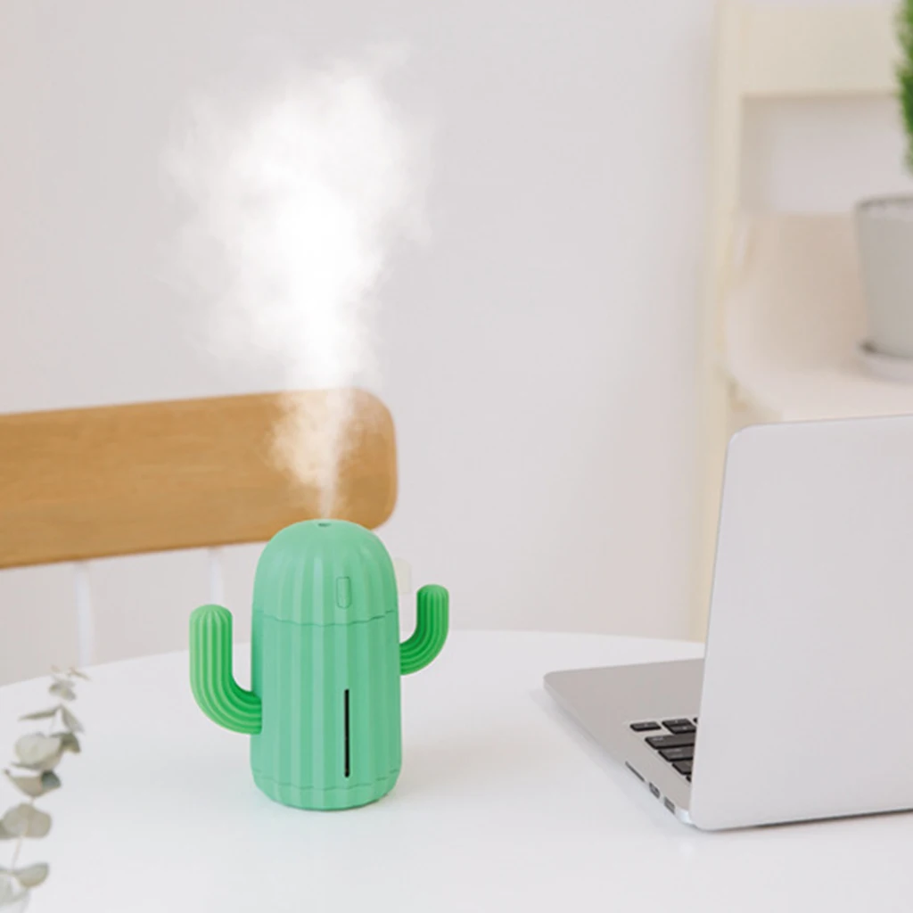 340ML USB Ultrasonic Air Humidifier Cactus Timing Aromatherapy Essential Oil Diffuser Aroma Mist Maker Fogger Mini with light