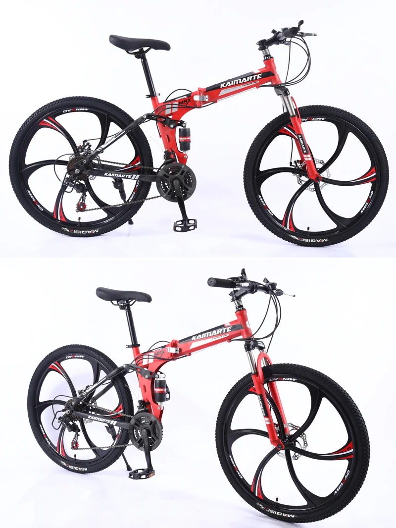 Discount New 26inch bike 21 speed folding mountain bicycle Two-disc brake bicycle Spoke wheel/knife wheel mountain bicycle Adult bike 13