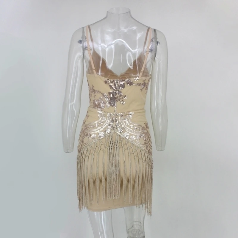 Tobinoone новое летнее платье с кисточками женское сексуальное вечернее платье с открытой спиной и блестками Элегантные женские платья Vestidos