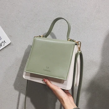 

New fashion color contrast small square handbag with INS One Shoulder Messenger Bag