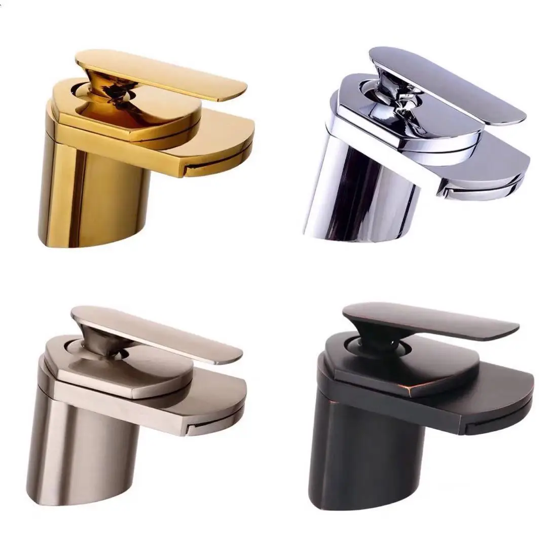 

Full Copper Hot And Cold Golden Water Tap Off The Stage Basin Waterfall Water Tap Black Ancient Wire Drawing Platform Basin
