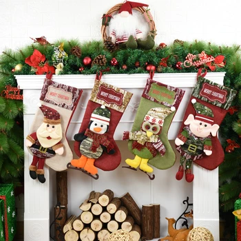 

Christmas Decorations Free 2020 Christmas Stocking Clthes Santa Socks Christmas Gift For New Year Candy Gift Bags For Kids