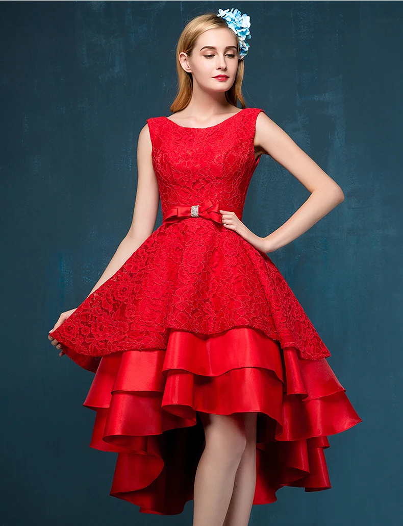 

free shipping Party 2018 red After short before sexy backless custom off the shoulder a-line lace Prom gown bridesmaid dresses