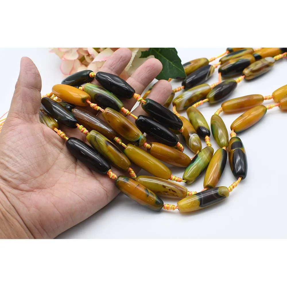 2 strands/lot 40*15mm Natural Smooth Oval Agate stone For DIY Bracelet Necklace Jewelry Making Strand 15