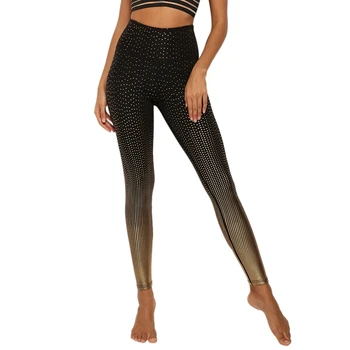 

Bronze Printed High Waist Spotted Sports Leggings Black L Size