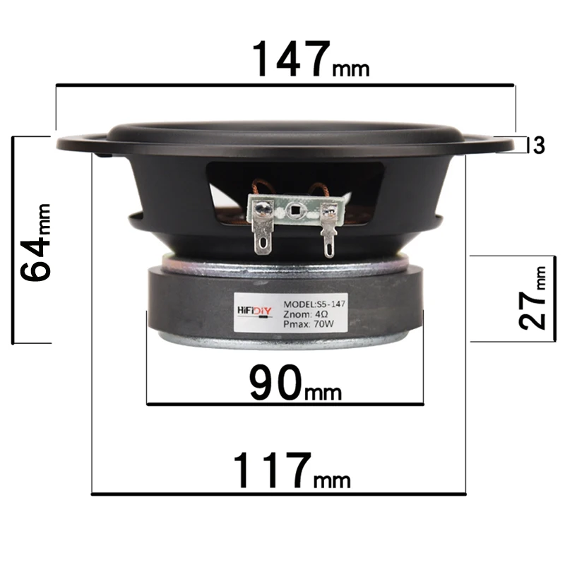 HIFIDIY LIVE HIFI колонки DIY 5 дюймов 5," Midbass НЧ динамик блок 4 Ом 70 Вт слюда PP Вибрационный бассейн громкоговоритель S5-147