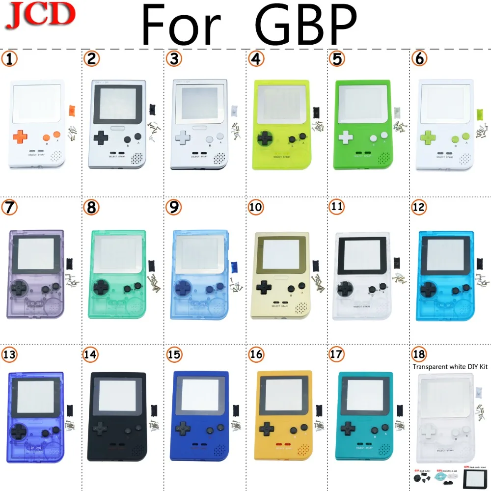 JCD DIY Набор прозрачный корпус Оболочка Чехол Замена для Gameboy карман для GBP Золотой корпус с резиновой кнопки-подкладки