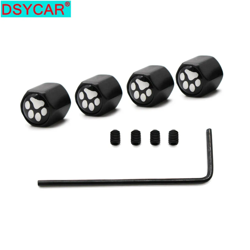 

DSYCAR 1Set Zinc Alloy Anti-theft Footprint Logo Tire Valve Stem Cap Tire Wheel Stem Air Valve Caps for Auto Cars
