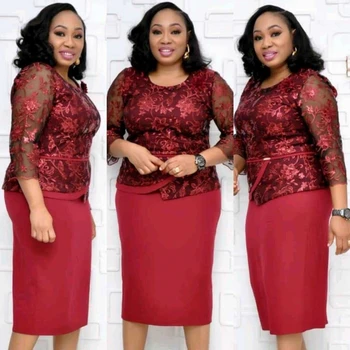 

African Dresses For Women 2019 Elegent Fashion Style African Women Plus Size Polyester Knee-length Dress L-3XL