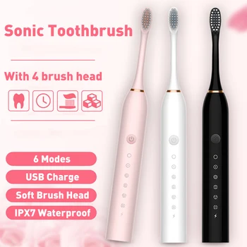 

Rechargeable Sonic Electric Toothbrush Adult Timer Brush 42000 Time/min Ultrasonic Washable Electronic Whitening Teeth Brush