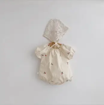 

2020 Korea Style Baby Girls Printed Romper Summer Toddler Kids Jumpsuit With Hat 0-2Years