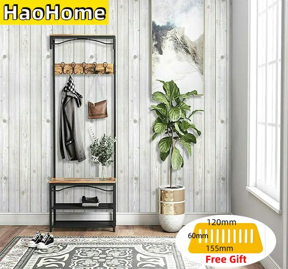 Самоклеящаяся серая деревянная настенная бумага HaoHome контактная клеящаяся и крышка декоративные наклейки