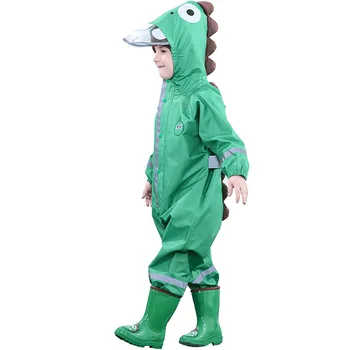 

Children Cartoon Waterproof Jumpsuit Raincoat Hooded Yellow Dinosaur Baby One-Piece Rain Coat Winter Keep Warm Raincoat