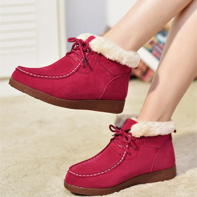 

Winter Boots Women Lace-Up Ankle Boots Warm Fur Casual Shoes Woman Anti Slip Sneakers Botas Mujer Invierno