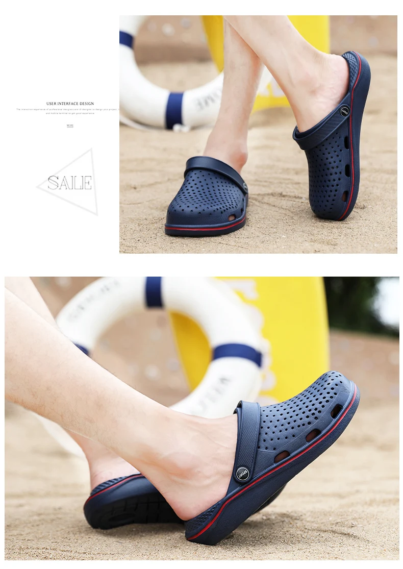 Модные летние мужские тапочки Baotou; полушлепанцы; дышащие сандалии; повседневные сандалии в морском стиле