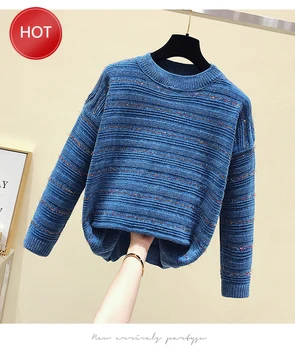 

O-neck chenille knit bottoming shirt loose thick versatile fashion sweater autumn and winter Winter Clothes Women 2020