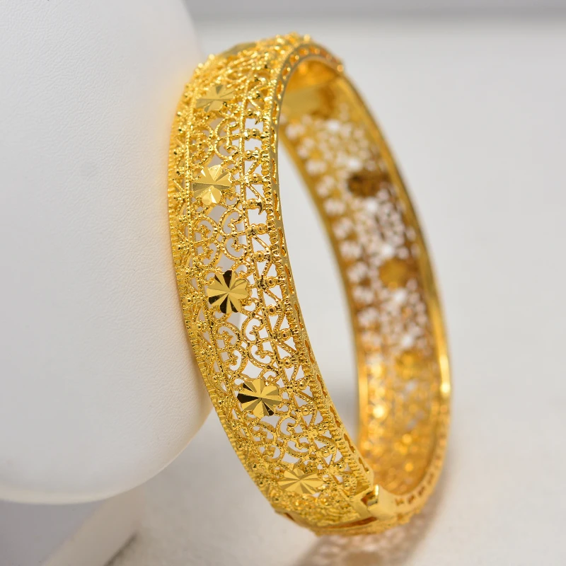 Annayoyo золотые браслеты для женщин Дубай невесты свадебные ювелирные изделия браслет мужчин Ближний Восток африканские подарки регулируемый размер 1 шт - Окраска металла: 4