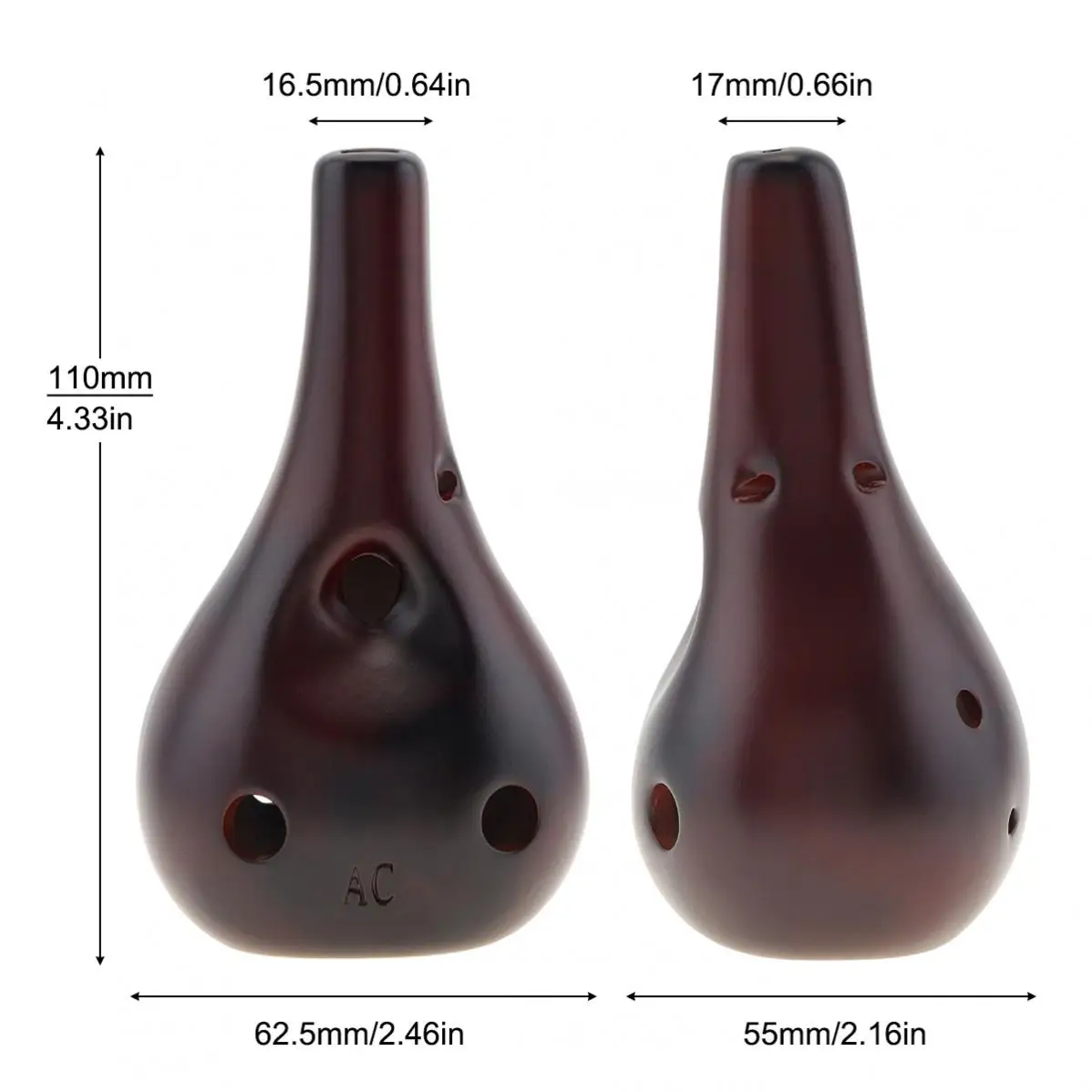 Alto ToneC 6 Holes Ocarina Ceramic Black Pottery Smoky Glaze Flute Instrument for Beginner with Hang Rope