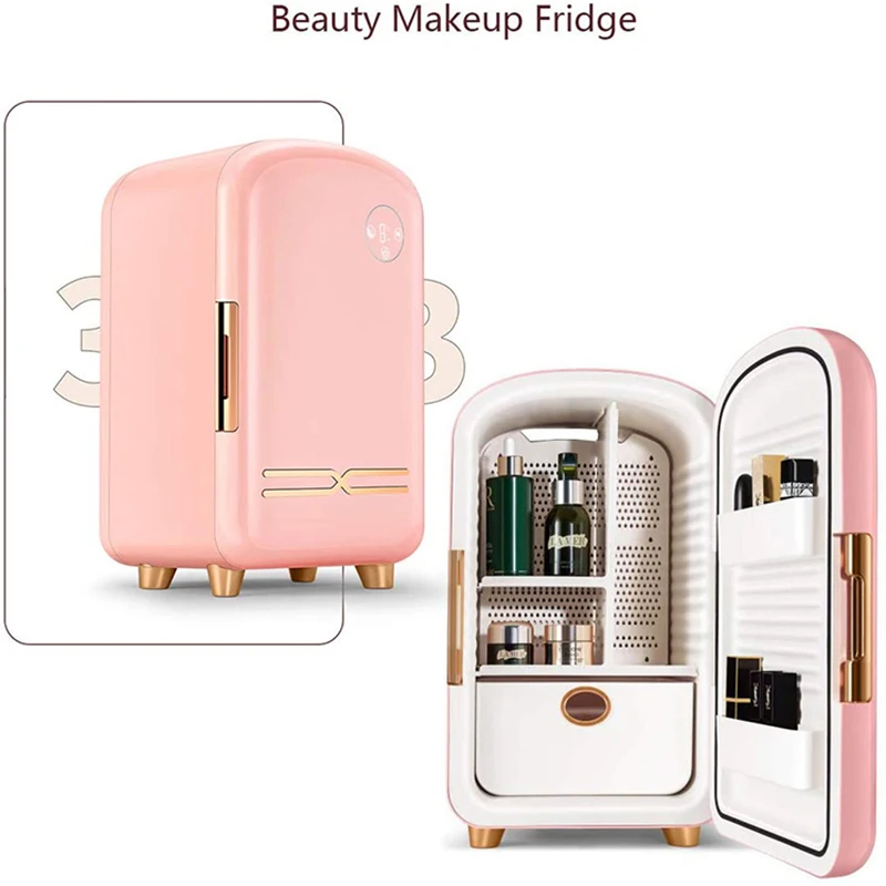 Household Mini Fridge 12L Professional Beauty Makeup Refrigerator Cooler Warmer Portable Makeup Skincare Cosmetics Fridge