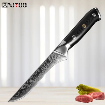 

XITUO 6 Inch Boning Knife Damascus 67 Layer Steel Kitchen Chef Knife Kiritsuke Nakiri Cut Beef Japanese Knife Home Cooking Knife