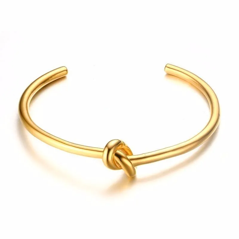 Vnox открытый стиль узел браслет для женщин золотой тон нержавеющая сталь модный галстук манжеты браслеты BFF сестра Pulseira Свадебные ювелирные изделия - Окраска металла: Золотой цвет