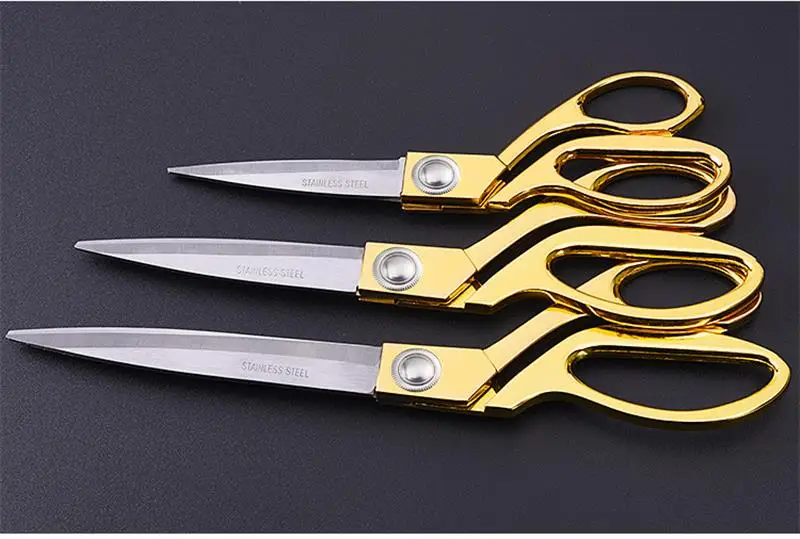 Highgradelife2018 Highgradelife Gold 10.5 Sharp Tailor Scissors Fabric  Scissors Leather Scissors Stainless Steel Professional Heavy Duty