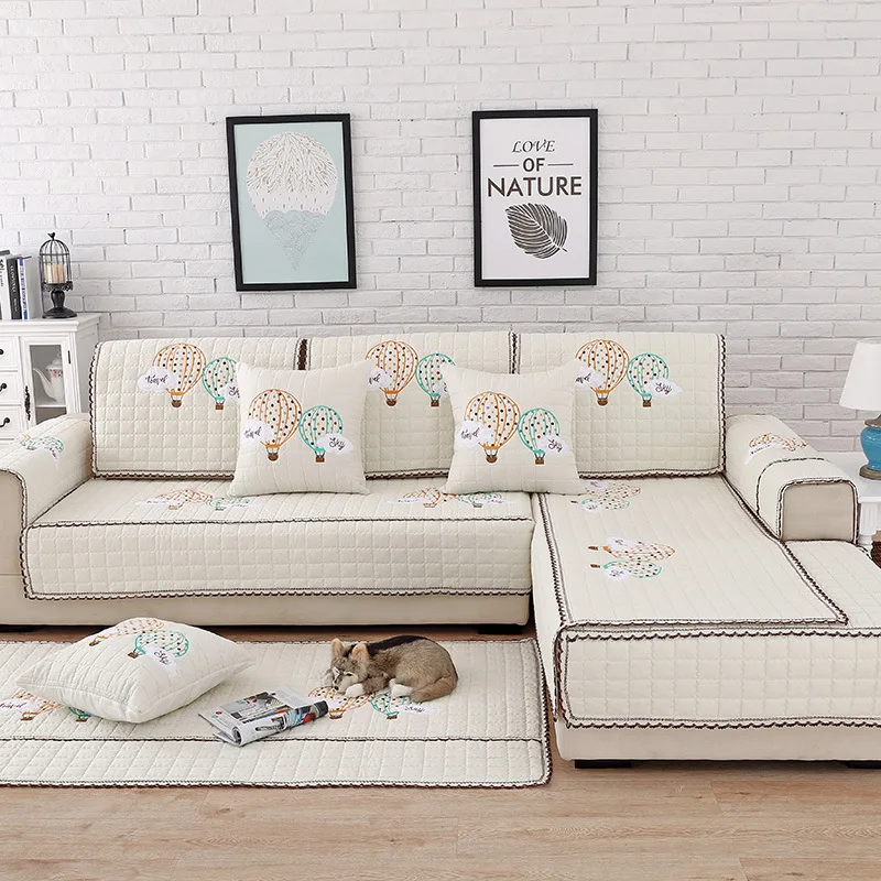 

Cross Border Embroidered Cotton Quilted Sofa Cushion Wholesale Twill Washed Cotton Sofa Cushion Cover Towel a Generation of Fat