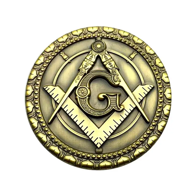 Masonic Car Emblem Antique Bronze Mason Symbol Circle Auto Truck Motorcycle Decal Sticker Badge With Red Adhesive
