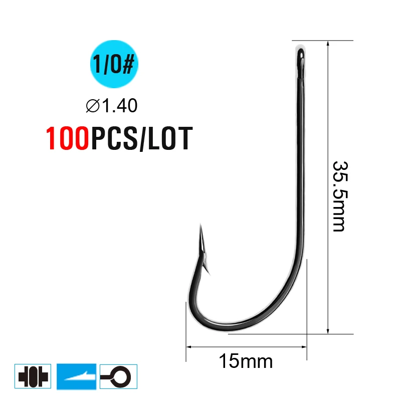 ICERIO 100 шт. колючие рыболовные крючки морской червяк для ловли карпа один круг крючок Набор аксессуары для рыбалки снасти из углеродистой стали рыболовный крючок - Цвет: Size  1I0   100pcs