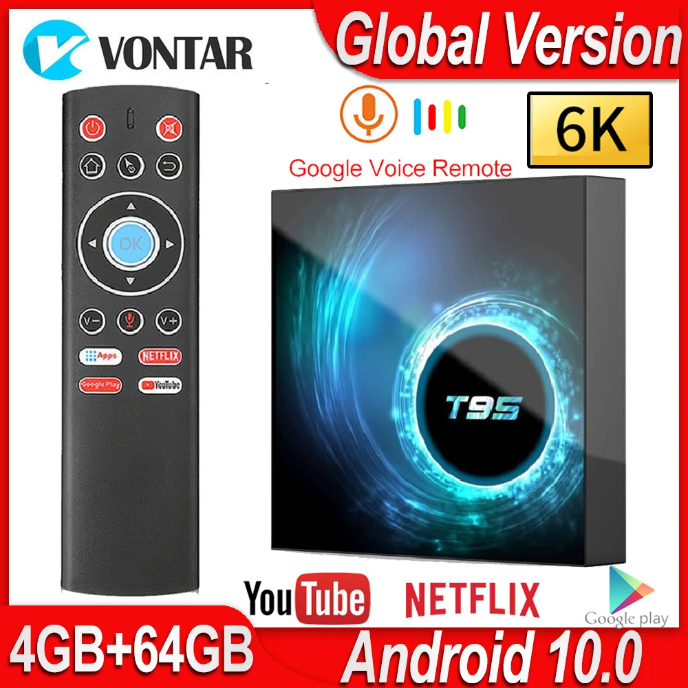 VONTAR T95 Android 10,0 Смарт ТВ приставка 4 Гб ОЗУ 32 Гб 64 Гб 16 Гб ТВ приставка Allwinner H616 четырехъядерный H.265 4 к медиаплеер pk H96 T95 Max