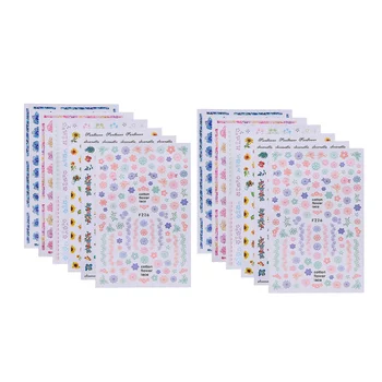 

12pcs Classic Nail Art Sticker Watercolor Flower Nail Patch Nail Decals Creative Nail Art Decor for Women Lady Girls
