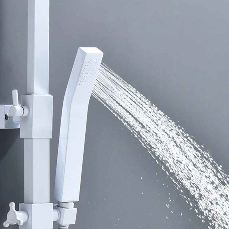 White Rain Shower Faucet Bathroom Faucets Hot Cold Mixer Crane Tap Wall Mounted Hand Held Shower Head Kit Faucet Sets