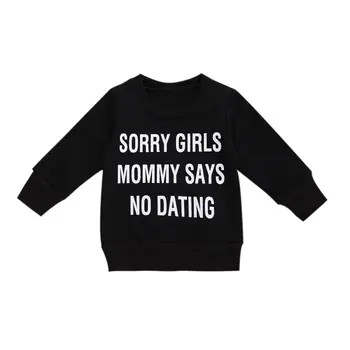 

Toddler Autumn Clothes, Black Warm Thread O-Neck Long-Sleeves Pullover with Letter Printing for Little Boys, 6 Months to 6 Years