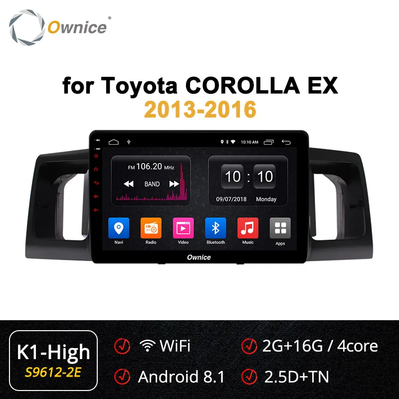 S9612-2 K1 HIGH Ownice 2 Din Android 9,0 автомобильный dvd-плеер для Toyota COROLLA EX 2007- автомобильный Радио двойной gps навигация 360 панорама DSP 4G LTE - Цвет: S9612-2 K1 HIGH