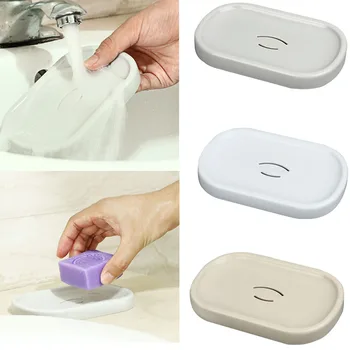 

Drain Soap Box Bathroom Plastic Holder Washroom Simple Coverless Soap Case Solid Color Container