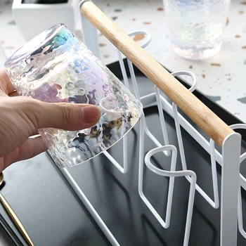 

Kitchen Glass Cup Rack Water Mug Draining Drying Organizer Drain Holder Stand Living Room Table Hanging