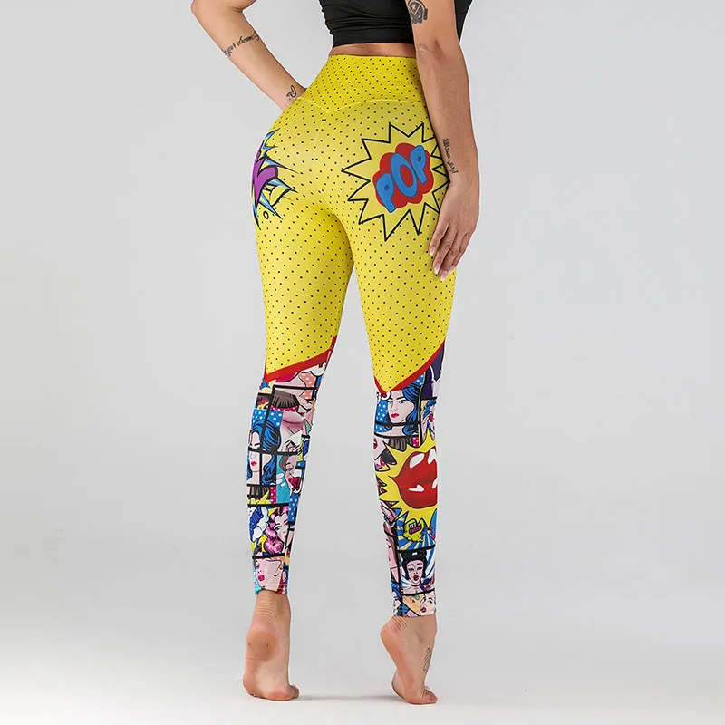 

Wow ! New Women Funny Cartoon Leggings High Waist Printing Long Pants Female Workout Patchwork Jeggings Sports Fitness Legging