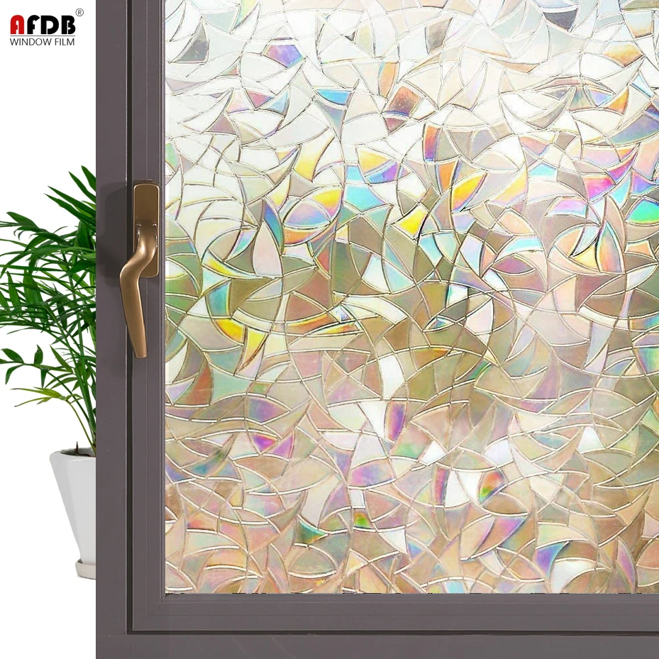 3D Static Cling Frosted Rainbow Glass Window Film Privacy Sticker Home Decor US 