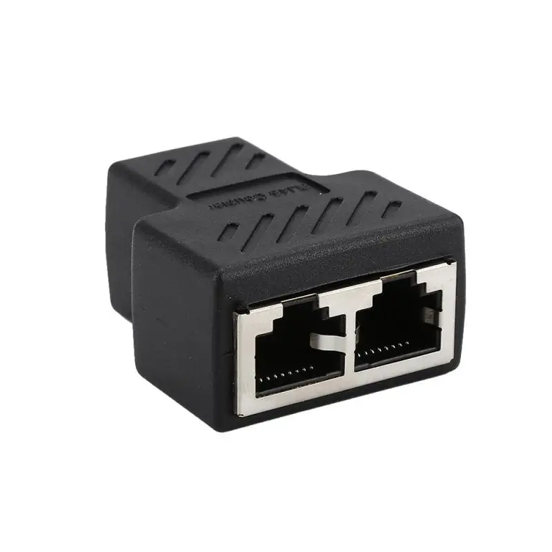 1 Pcs New Hight Quality Black 1 To 2 Ways LAN Ethernet Network Cable RJ45 Female Splitter Connector Adapter Rj45 Connector
