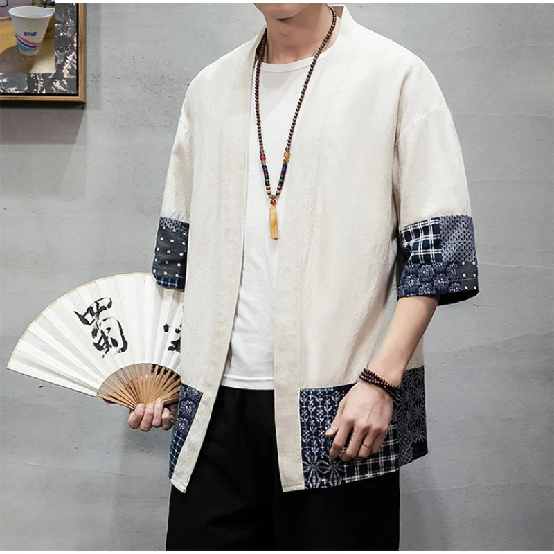 Men's kimono Japanese yukata men male vintage clothing Japanese kimono man shirt streetwear haori cosplay asian clothes 11305
