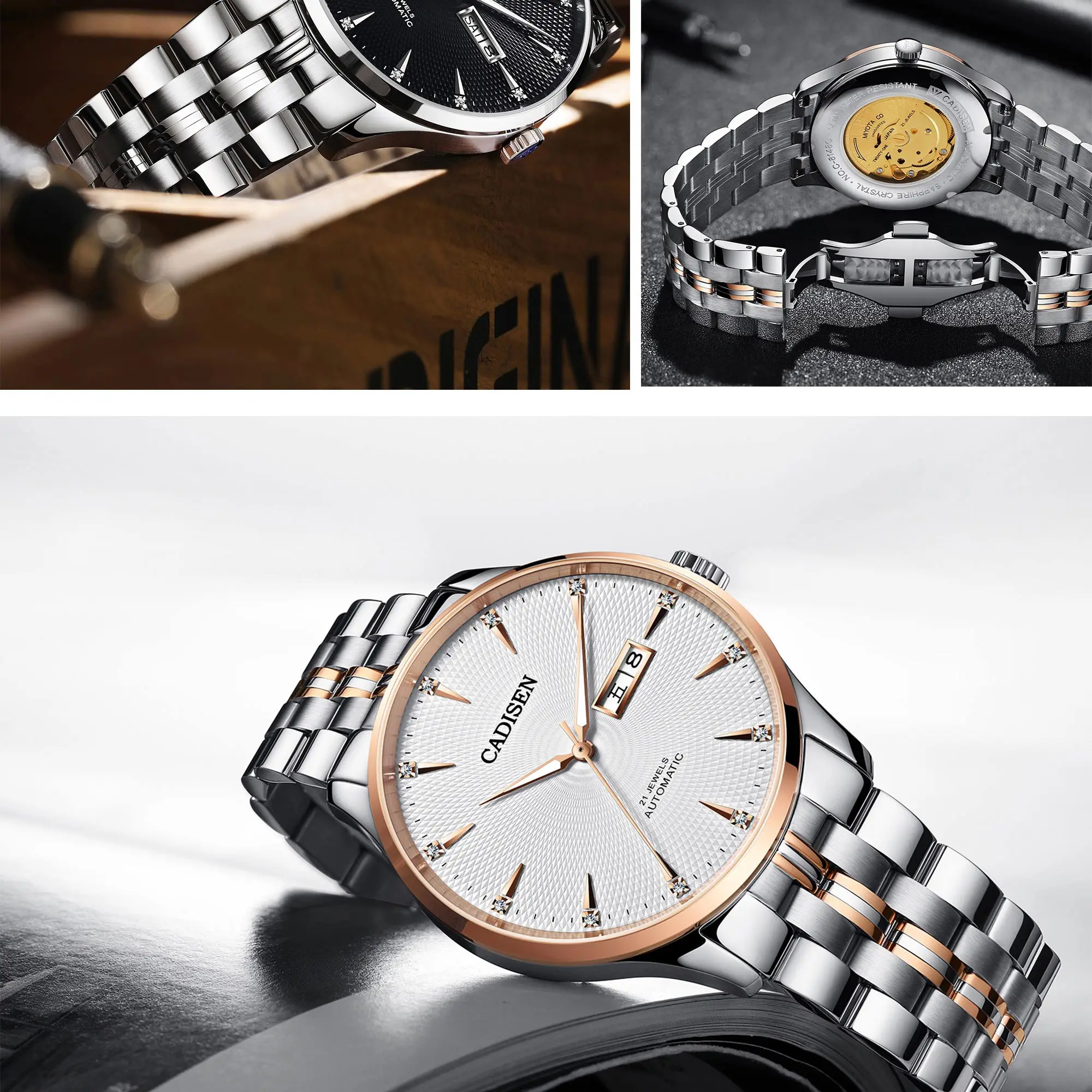CADISEN Men Watches Automatic Mechanical Top Luxury Brand MIYOTA 8205 Men's Wrist watch Sapphire Waterproof relogio masculino