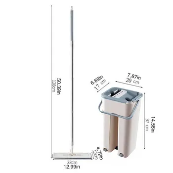 

Mop with Bucket Magic Floor Cleaning Mops Microfiber Pads Free Wet Hand Wringing 2/4 /6 /8pcs Replacement Mop Cloth