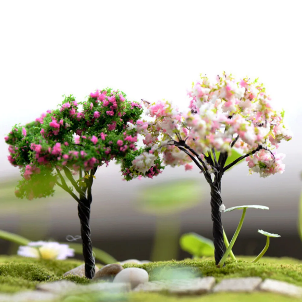 Микро бонсай для пейзажа растения мини дерево Террариум фигурки сад Миниатюрный смолы ремесло Домашний сад украшения