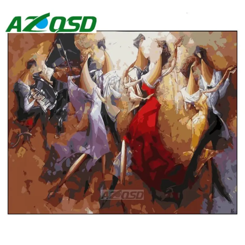 Картина azqsd по номерам 40x50 см бескаркасные абстрактные вечерние танцовщицы картина маслом картина по номерам на холсте домашний декор szyh409
