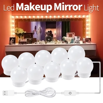 

LED Makeup Table Light USB 12V Touch Dimmable Mirror Lamp Bulb LED Dressing Room Makeup Bombilla LED Bathroom Vanity Table Lampe
