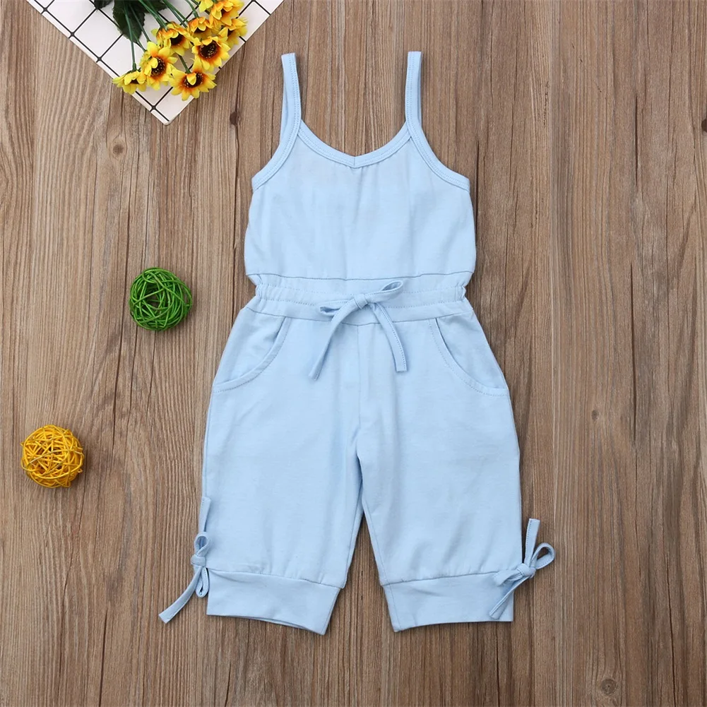 Children Summer Clothing 1-6Y Toddler Baby Girl Romper Bib Pants Sleeveless Romper Overalls Cropped Jumpsuits