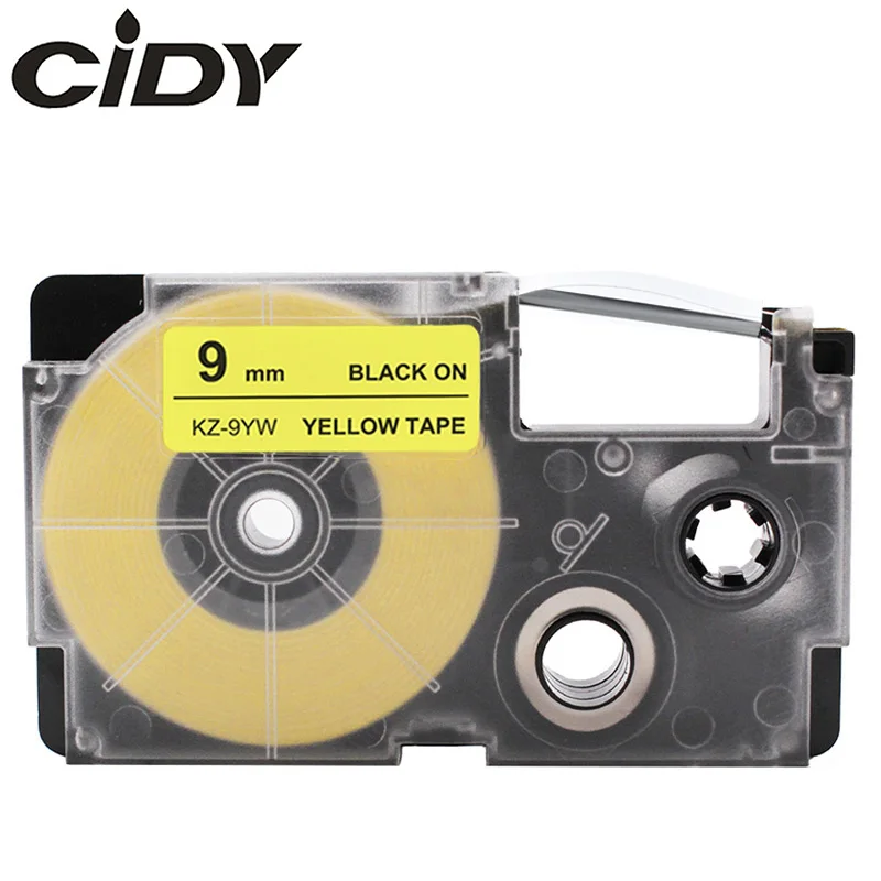 CIDY 50 шт. XRYW Совместимость с Casio этикеточная лента для XR-9YW XR 9YW 9 мм черная на желтой ленте для EZ принтеров KL-60-L KL-120